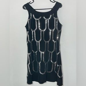 Black dress with silver sequin pattern